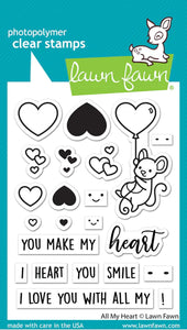 Lawn Fawn Clear Stamps and Dies "All My Heart" LF3017, LF3309 789554577854, 789554580632