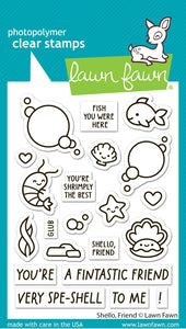 Lawn Fawn Stamp and Dies "Shello, Friend" LF3789, LF3790 783385671743,