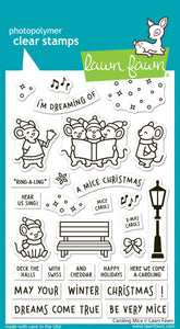 Lawn Fawn Stamp and Dies "Caroling Mice" LF3893, LF3894 783385670746, 783385670753
