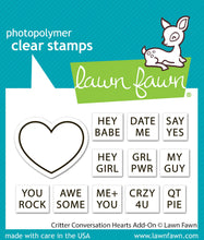 Load image into Gallery viewer, Lawn Fawn Stamp and Dies "Critter Conversation Hearts Add-On" LF3951, LF3952 783385670203, 783385670210