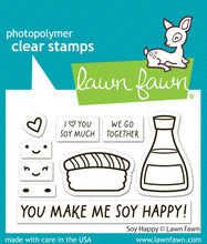 Load image into Gallery viewer, Lawn Fawn Stamp and Dies "Soy Happy" LF3954, LF3955 783385670098, 783385670104