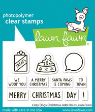 Load image into Gallery viewer, Lawn Fawn Stamp and Die Set " Cozy Dogs Christmas Add-On" LF4253, LF4254; 783385667326, 783385667333