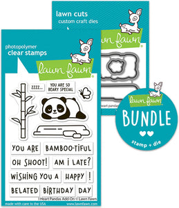 Lawn Fawn Clear Stamps and Dies "I Heart Pandas Add-On" LF3599, LF3600 78338567325,  783385673532