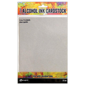 Tim Holtz Alcohol Ink Cardstock 5"X7" 10/Pkg - TAC65500 Silver 789541065500