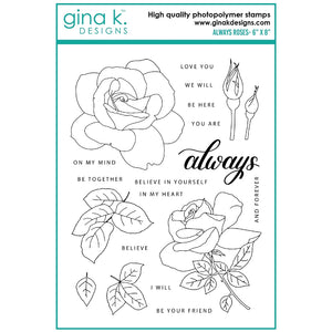 Gina K Stamps and Dies Set "Always Roses" 609015527726, 609015527764