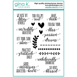 Gina K Stamps Set "Incredibly Grateful" 609015527443