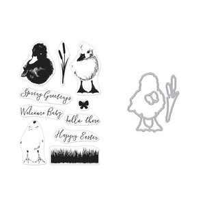 Hero Arts Stamps and Dies Set  "Color Layering Duckling" CM592, DF013 085700934275, 085700934268